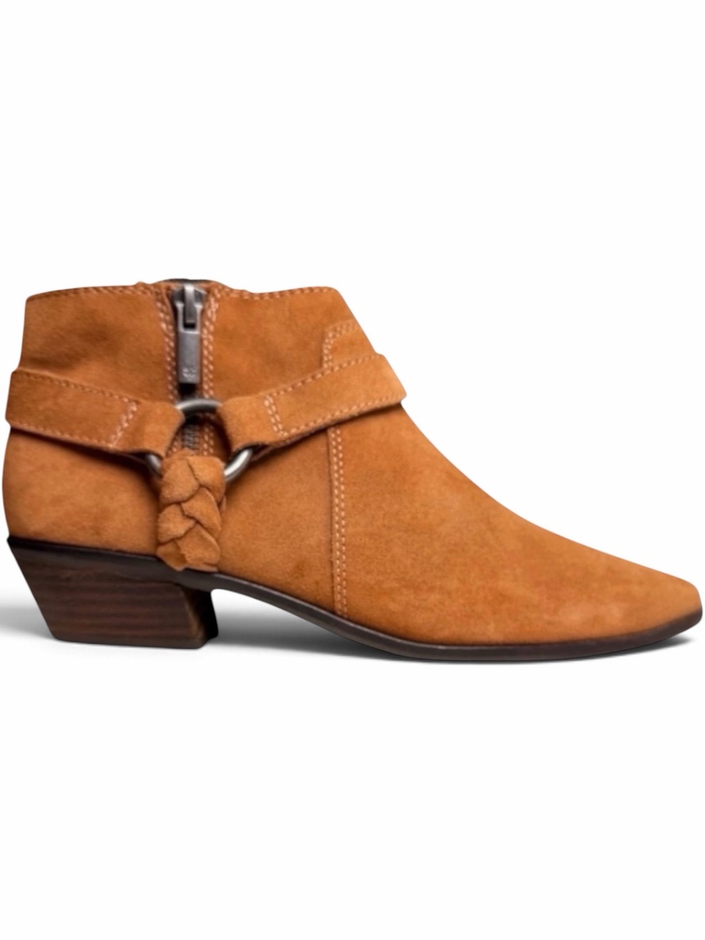Lucky Brand Enitha Ankle Boots Cognac Suede Western Harness 8.5